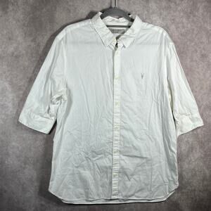 AllSaints Redondo HS Shirt Mens Size XL White Short Sleeve‎ Button Down Casual